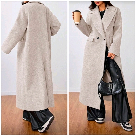 Jackets & Blazers - New Oversized Double Breasted Long Coat Jacket Cream Beige Tan